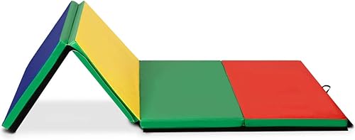 Miniatura 7 de Giantex - Tapete de gimnasia plegable de 4' x 10' x 2'', antidesgarros con asas de transporte, cierre de gancho y bucle, ligera, tapete de panel de