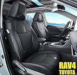LULUDA Custom Fit RAV4 Car Seat Covers Fit for 2019 2020 2021 2022 Toyota RAV4 LE Limited XLE Premium with Waterproof Faux Leather (LU01-XLE, Black,Full Set)