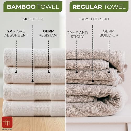 Image of 100% Natural Bamboo Towel 550 GSM 3 Pcs Towel Set (1 Bath75X150 +2 Hand 40x60) (Pearl Peach)
