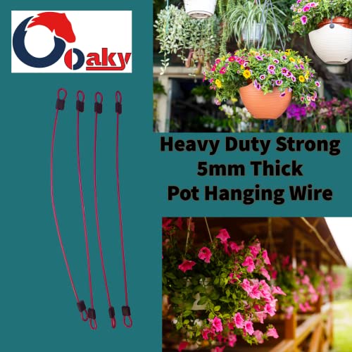 Oaky Heavy-Duty Pot Hanging Wire Rope Extension for Pots Plants Flower Basket Multipurpose Hangers for Indoor/Outdoor Balcony Garden Lights/Lamps (Thickness,5MM Red) (3 Feet, 6)