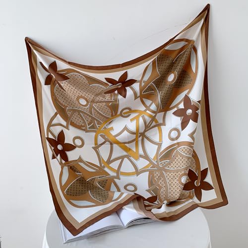 Image of Printed Poly Silken feel Scarf Stole for Women | Stylish, Soft, & Lightweight | Satin Feel Neck Scarf, Hair Scarf, Head Scarf for Women | Square Silk Stole for Handbag