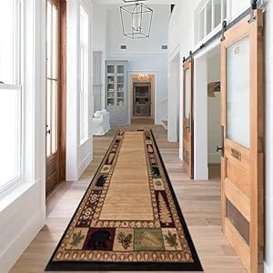 Lodge Cabin Runner Carpet, 3.3x7ft, Country Forest Black Bear Kitchen Rug, Soft Foldable Easy Clean Accent Rug, Cozy Absorbent Breathable Anti-Slip Area Rug for Indoor Entry Bedside Lodge Cabin Runner Carpet 33x7ft Country Forest Black Bear Kitchen Rug Soft Foldable Easy Clean Accent Rug Cozy Absorbent Breathable Anti Slip Area Rug for Indoor Entry Bedside