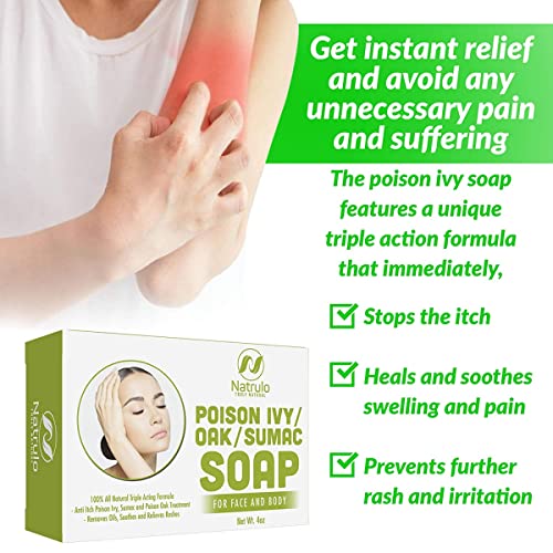 Image of Poison Ivy Soap Bar - All Natural Poison Ivy Relief - Anti-Itch Skin Cleanser Bar for Poison Ivy, Poison Oak & Sumac - Removes Oils, Soothes & Relieves Rashes - 4 oz Bar Made in USA