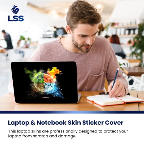 Image of LSS 17 17.3 Inches Laptop Notebook Skin Sticker with 2 Wrist Pads - Reusable Cover Protector Vinyl Sticker Cover Decal Fits 17 inch - 19 inch HP Asus Acer Samsung - Earth on Fire Pattern