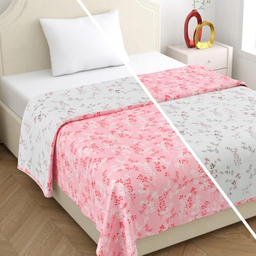 Image of Home Ecstasy 100% Cotton Mulmul Reversible Dohar for Single Bed 210 GSM (56 x 88 inches), Pink