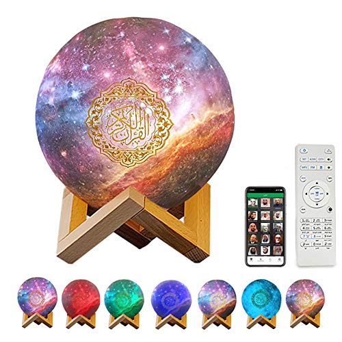 Qur'an Mond Lampe 3D Mondlicht Nachtlicht Smart Touch LED Lampe Bluetooth Lautsprecher Speaker 7 Farben Nachtlampe Farbwechsel Nachttischlampe