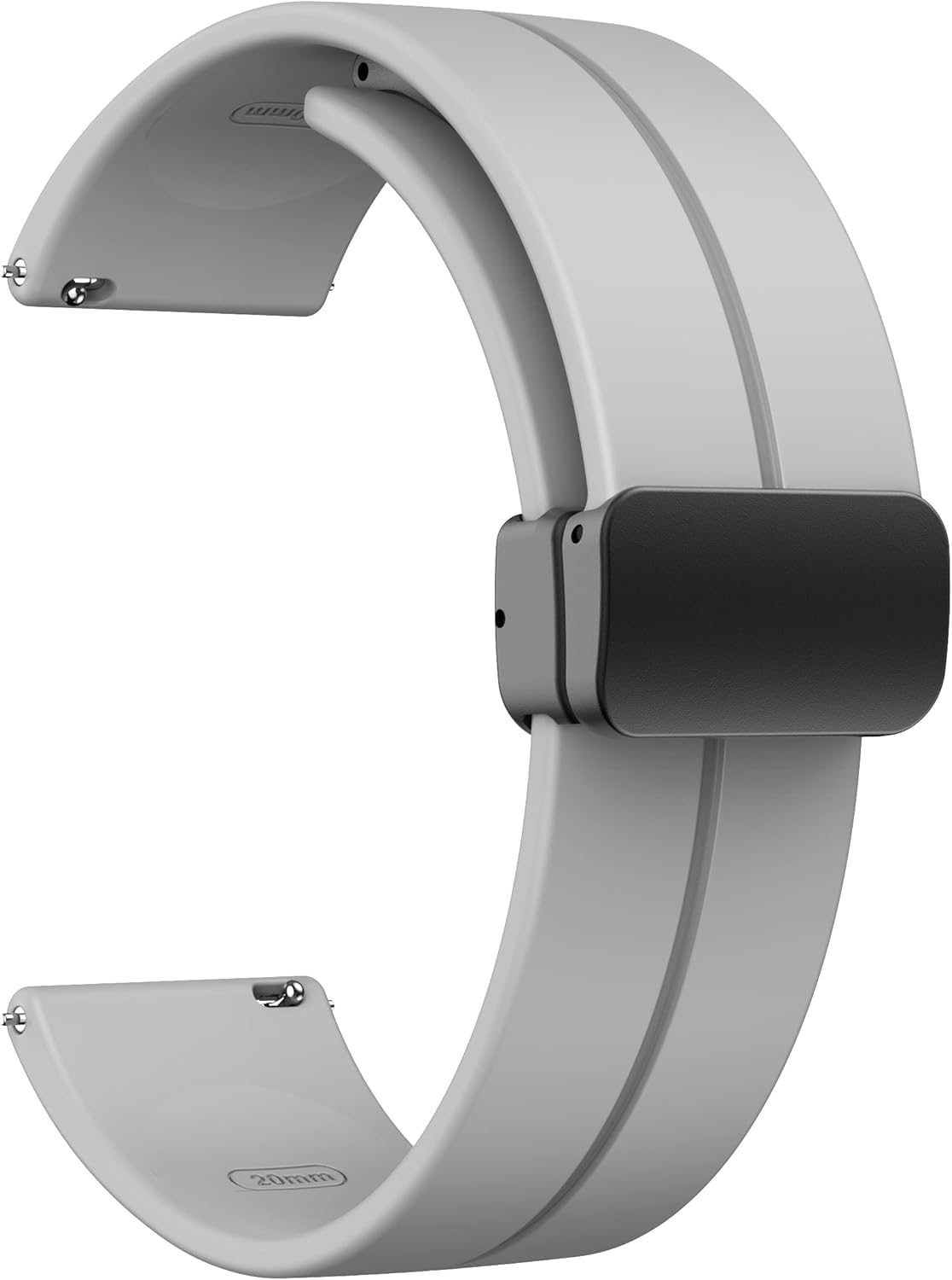 TECHONTO® 22mm Silicone Watch Strap with Folding Magnetic Lock Compatible with Samsung Galaxy Watch 3 (45mm), Galaxy Watch (46mm), Gear S3 Classic/Frontier & All 22mm Watches – Grey (Strap Only)