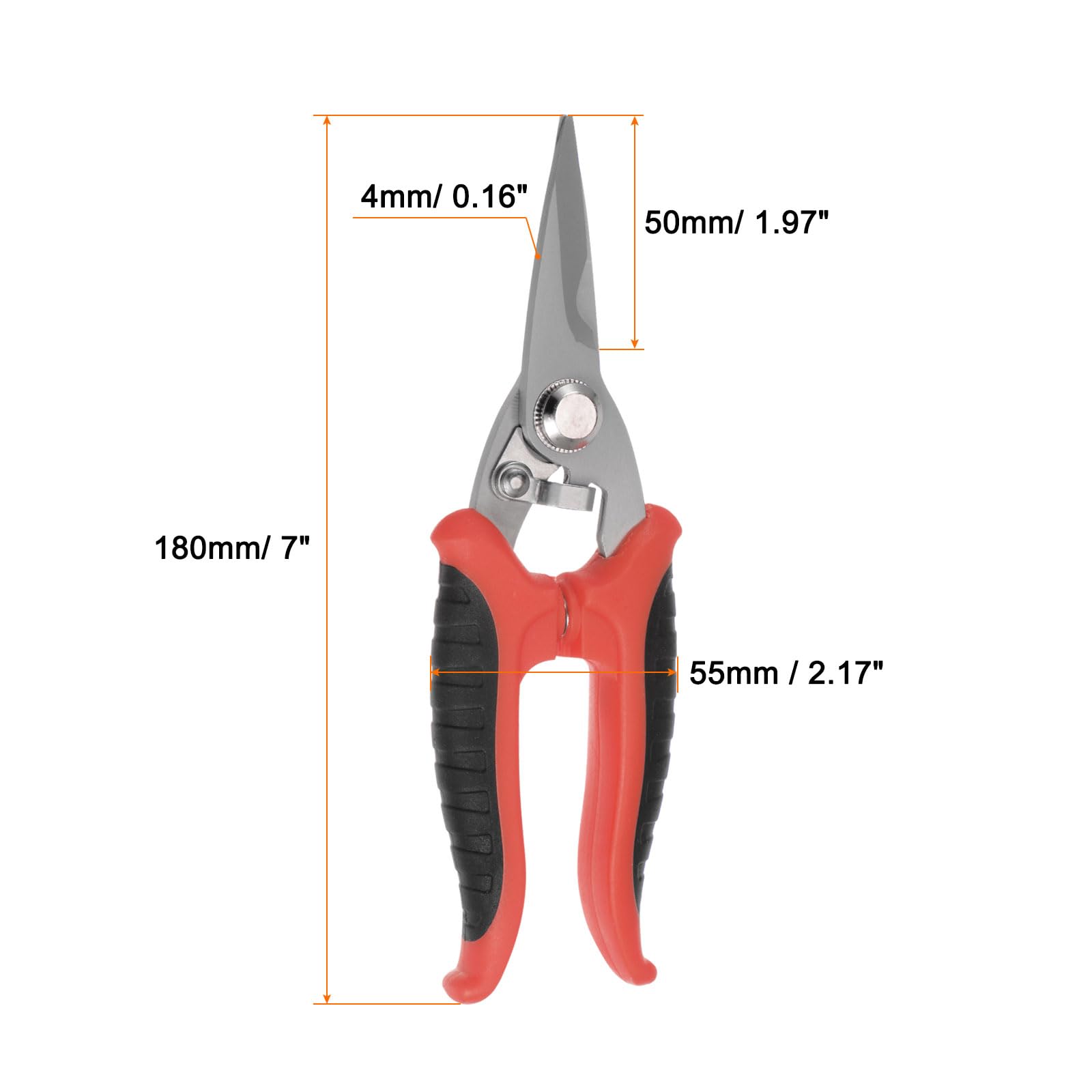HARFINGTON Industrial Scissors 7 Inch Stainless Steel Shears Blades with Black Red Handle for Cutting Thin Metal Copper Sheets