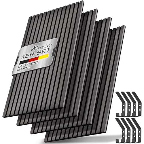 TRESKO® 4 Stück Akustikpaneele Holz 120×60x2,1 cm inkl. 8x...