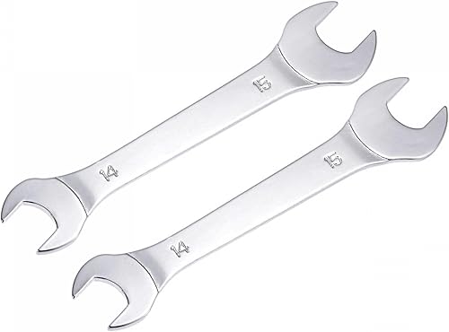 Vista 46 de uxcell Thin Open End Wrench, 12mm x 14mm Metric Mirror-Chrome Plated High Carbon Steel, for Household Maintenance and General Repairs, 2 Pcs