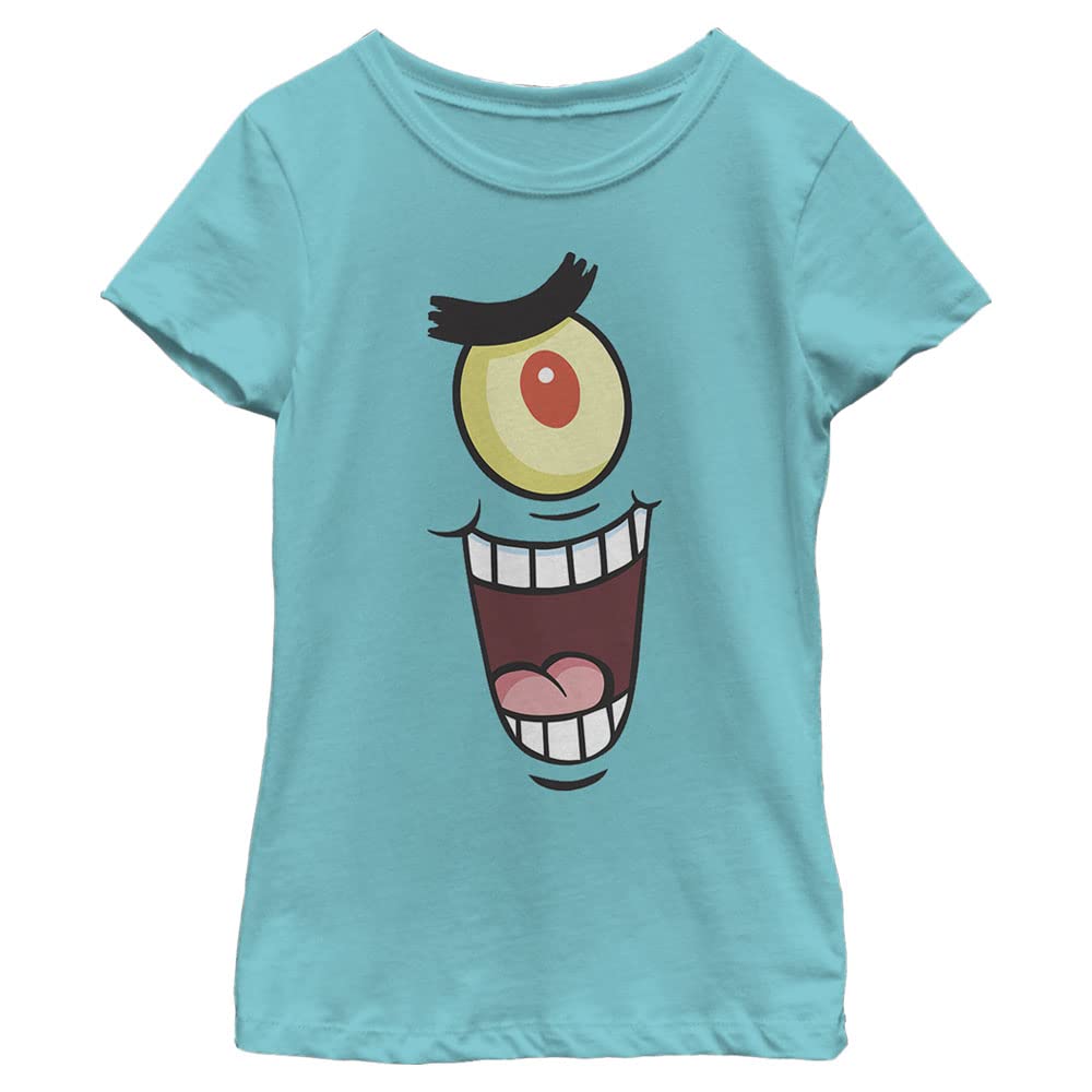 Nickelodeon Spongebob Squarepants Planktin Dress Girls Short Sleeve Tee Shirt, Tahiti Blue, Medium