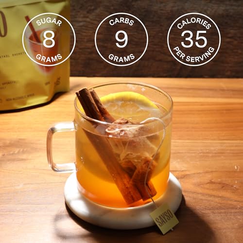 Image of SAYSO Hot Toddy Cocktail Tea Bags - Infuses with Cold Water, Premium Craft with Honey, Cinnamon, Crystallized Lemon & Clove | Organic, Certified Gluten-free, Non-GMO| 35 calories, 8g sugar - 8 count