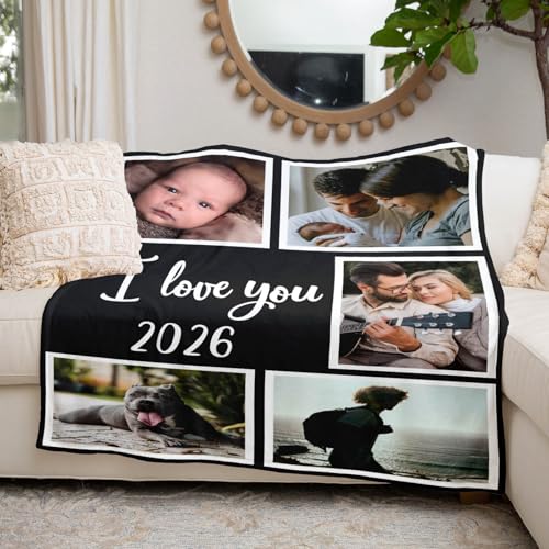 Image of inkArts Custom Blanket with Photo, Personalized Blanket, Customized Photo Blankets, Custom Picture Blankets, Personalized Photo Gifts for Women Men Mom Dad Baby Kid Family Pet