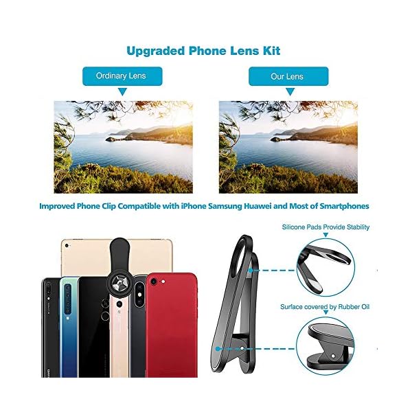 Handy Kameraobjektiv, 11-in-1 Handy Objektiv Kit 0,36X Weitwinkelobjektiv + 198 ° Fisheye Objektiv + Makro Objektiv… – Bild 3
