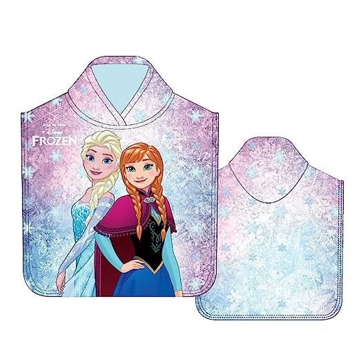 Various Poncho Toalla de niño Infantil de baño y Playa con Capucha Diseño de Licencia Oficial Frozen II