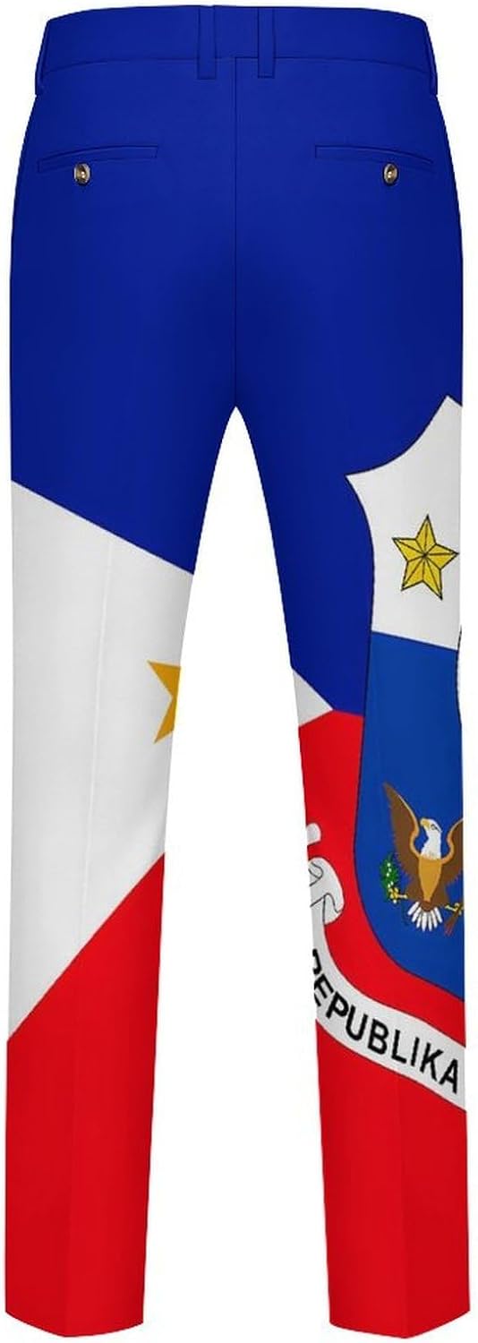 Filipino Philippine Flag National Emblem Men's Classic Fit Suit Pants Straight Leg Design Printed Trousers