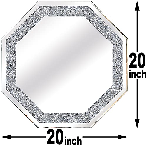 Wocred Wall Mirror.crushed Diamond Glass Mirror. Refined Special-Shaped Decorative Mirror For Bathroom,Living Room,Bedroom.(20"X20") #TOP6