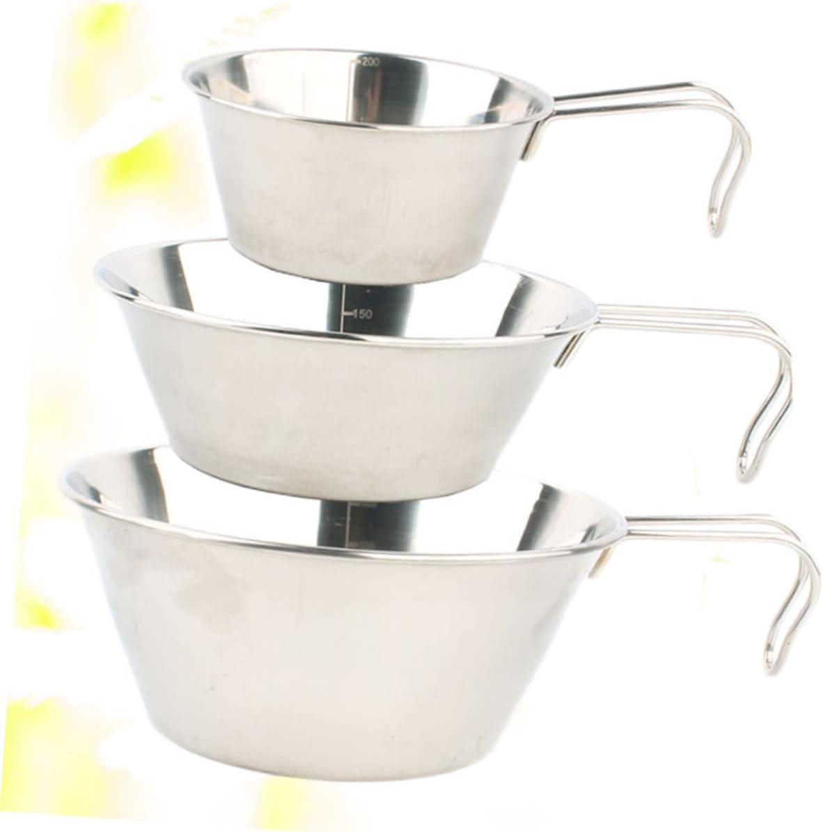 3pcs Portable Collapsible Camping Bowls Stainless Steel Serving Bowls for Outdoor Bbq