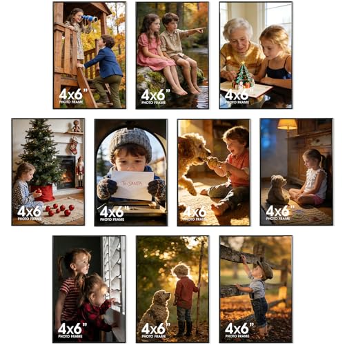 10 Pack Picture Frame 6x4 Photo Frames with Acrylic Front 4x6 Black Picture Frames for Wall Hanging or Tabletop Display