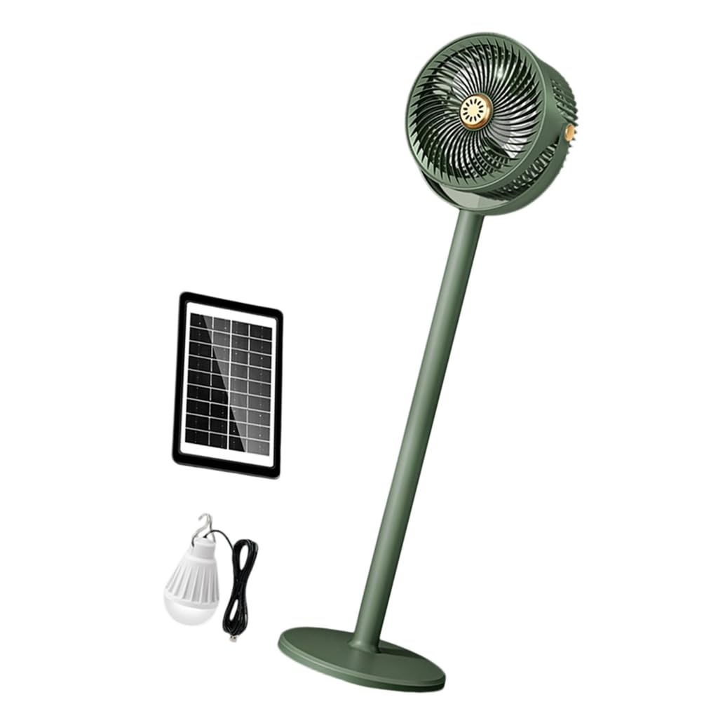 Ventilateur portable sur pied solaire et USB pour l'intérieur et camping