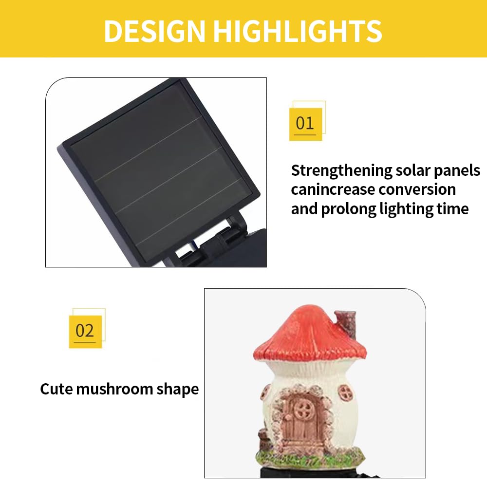 YZYOE Solar Powered Red Mushroom House Lamp - Image 3