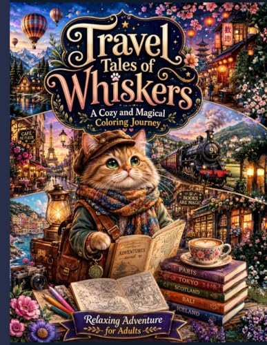 Travel Tales of Whiskers: A Cozy and Magical Coloring Journey – Relaxing Adventure for Adults image 2