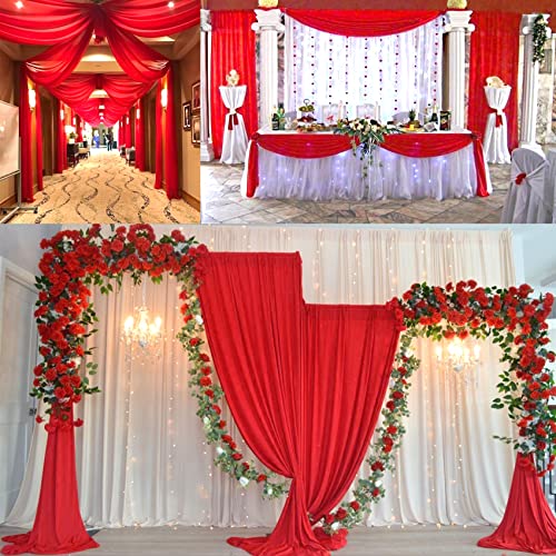 Fivenl 12 Pack Chiffon Table Runner - 27 x 120 Inches, Sheer, Romantic, Wedding & Party Decor (Red) by Fivenl - Image 5