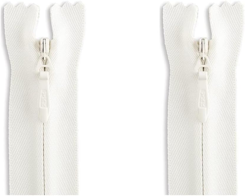 YKK #5 Invisible (Conceal) Medium Weight Zippers - Color: Ivory #841 - Choose Your Length - Made in The United States (2 Zippers Per Pack) (Invisible - 24" Inches)
