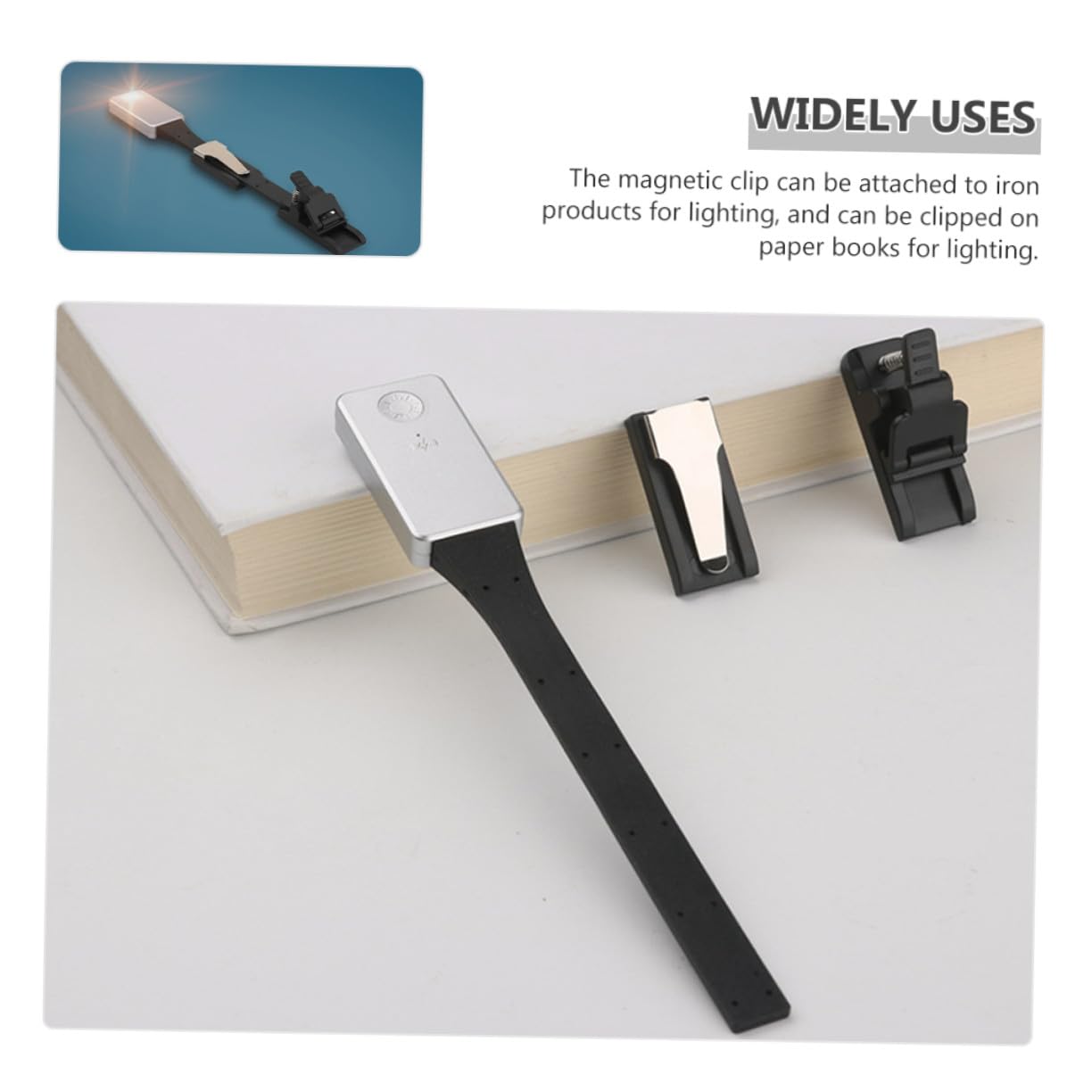Luce da Lettura LED Doppia Clip, Acrilico Ricaricabile USB