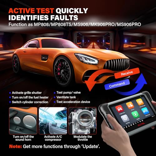 Autel Scanner MaxiCOM MK808S: 2023 Upgraded of MK808/MX808, Bi-Directional Control Scan Tool, 28+ Services, All System Diagnostics, FCA Auto Auth, Auto VIN, with MV105/MV108