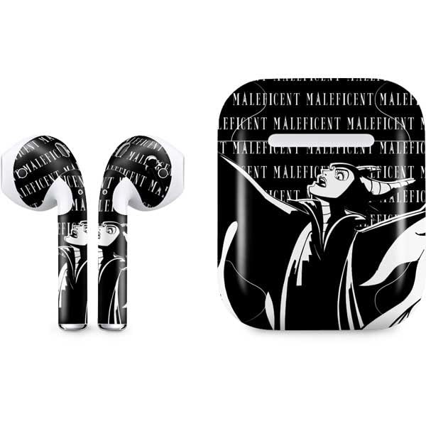 Skinit Decal Audio Skin Compatible with Apple AirPods - Officially Licensed Disney Villains Maleficent Black and White Design