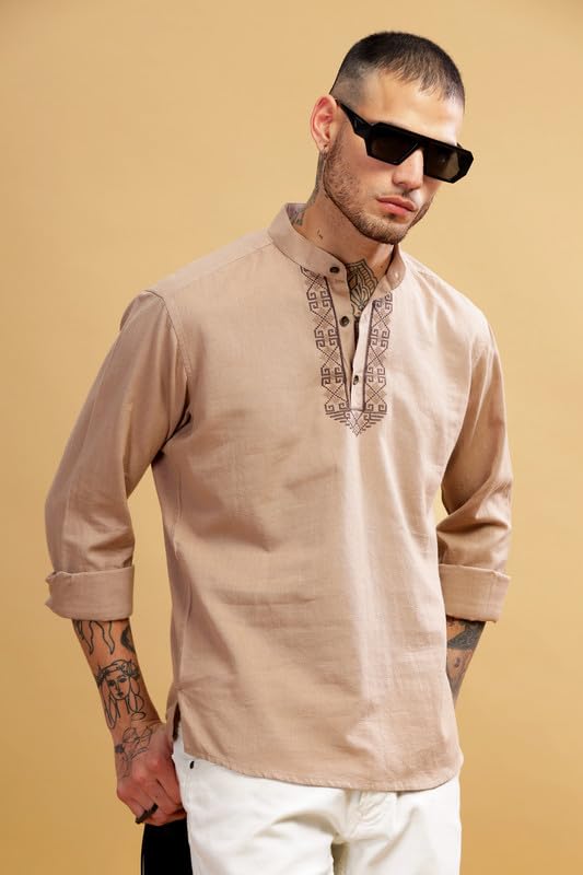 Be Active Men's Cotton Regular Kurta (Scpl-Kr_Tuscan Tan
