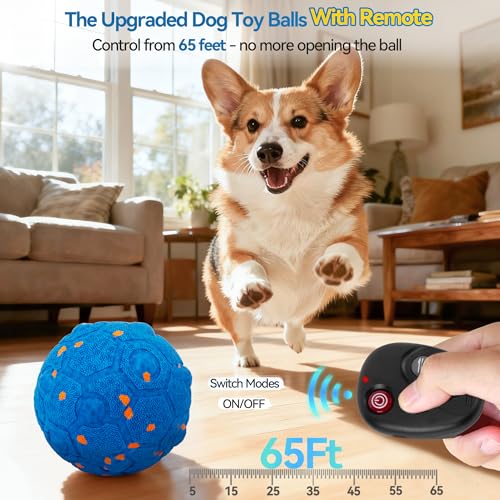 Image of Newget Interactive Dog Toy Ball with Remote, 3 Modes Smart Moving Dog Balls with Touch Wake-Up, Automatic Bouncing /Rolling Chew-Resistant for Medium & Large Dogs to Keep Busy, Indoor /Outdoor
