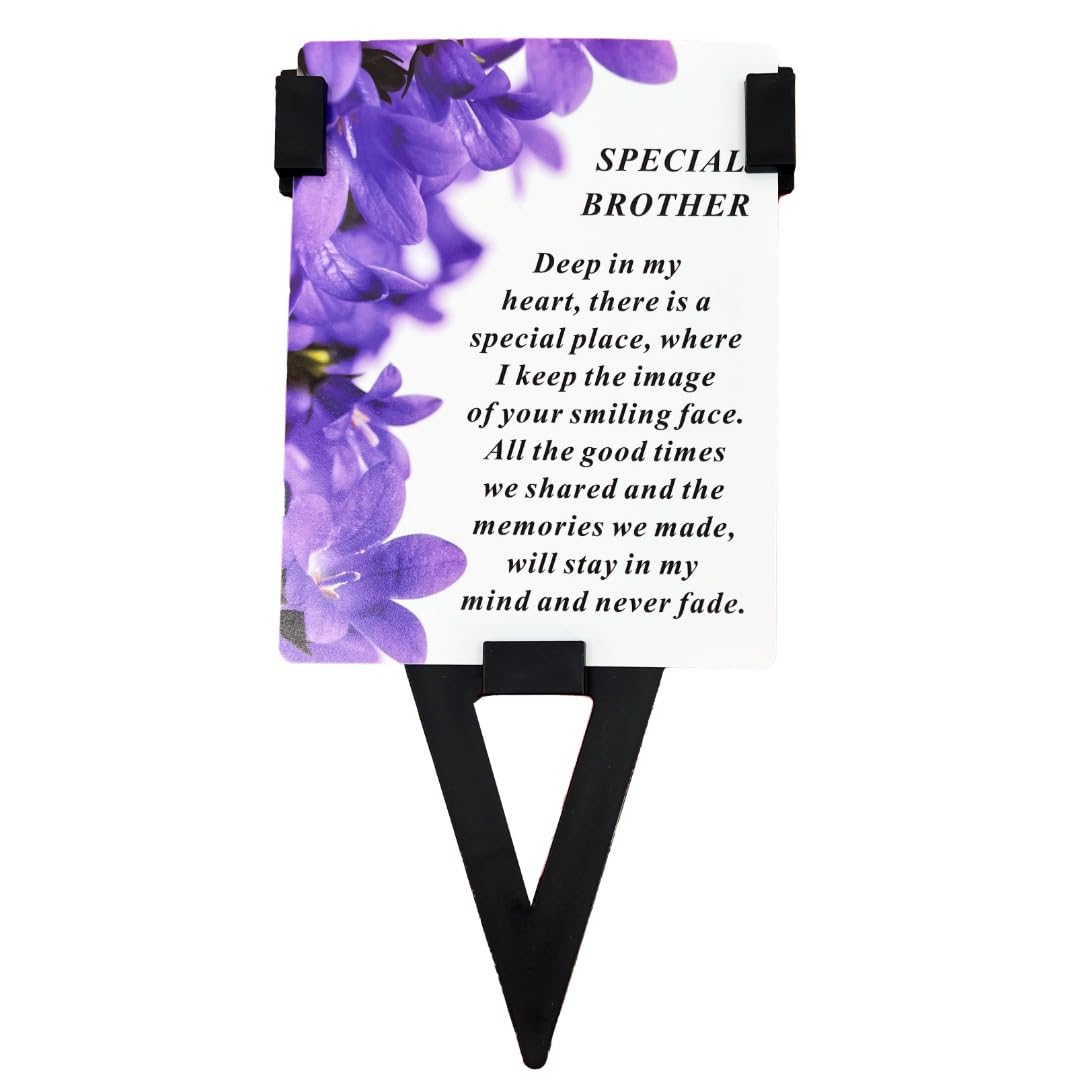 Angraves Special Brother Flower Memorial Remembrance Verse Plastic Coated Grave Graveside Card and Stand Stake