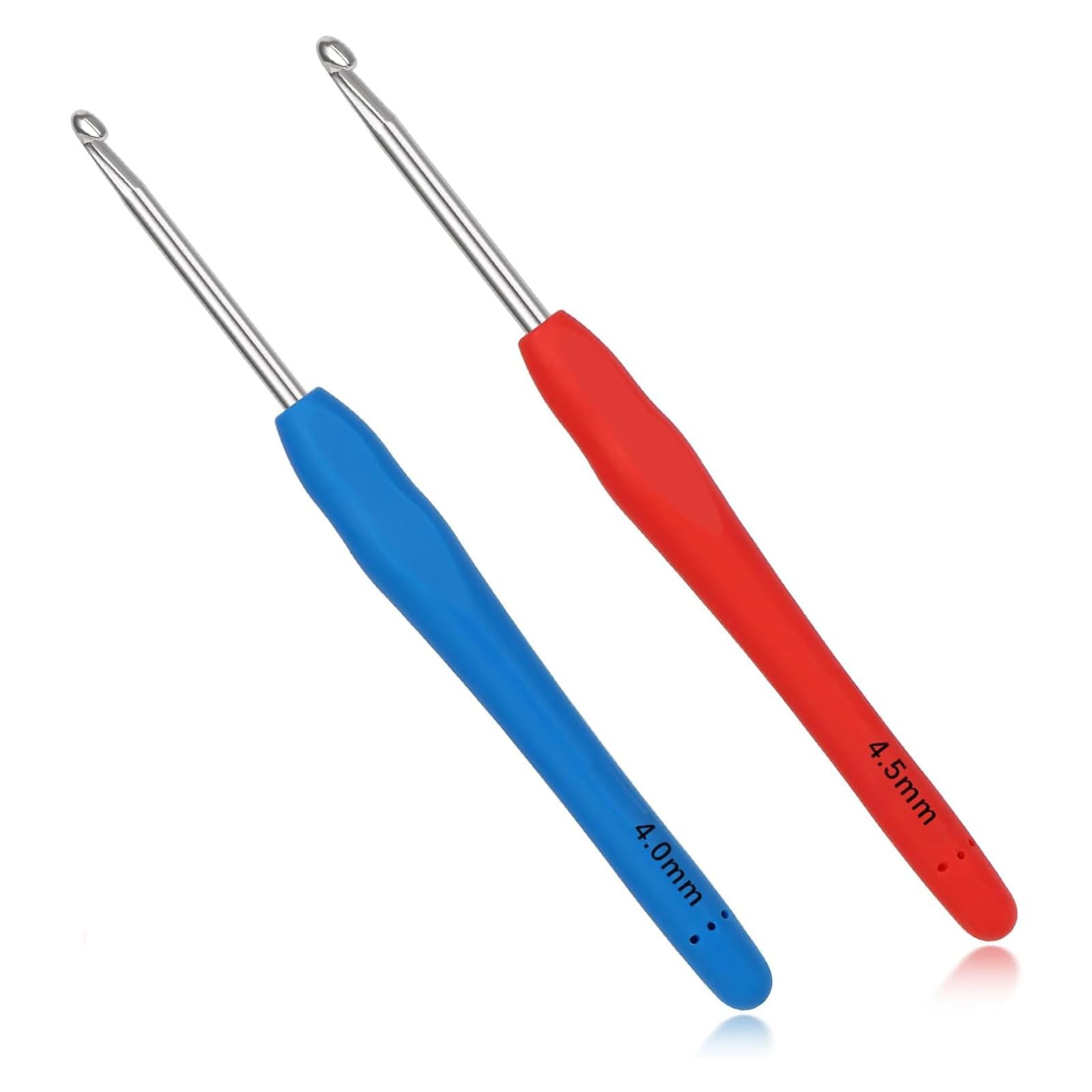 2Pcs Crochet Hooks 4.0mm 4.5mm Ergonomic Crochet Hook Set with Soft Handles Aluminum Crochets Hooks for Knitting Suitable for Beginners Adults