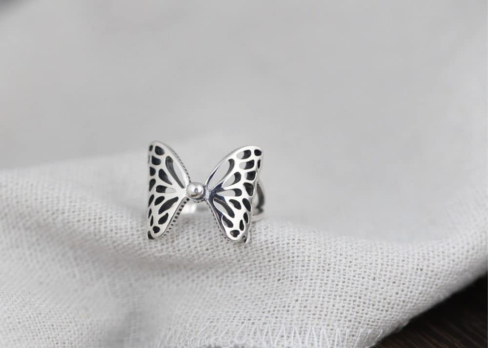 Anello In Argento Sterling 925,Anello Con Nodo A Farfalla In Argento Sterling S925 Anelli Regolabili Anello Con Dito Indice Traforato Retrò In Argento Anello Eternità Fascino Di Nozze Gioielli Reg