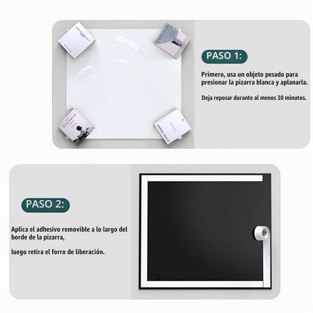 Pizarra Blanca Magnética，Pizarra Blanca Adhesiva，120x90 Cm Papel Pizarra Adhesiva Para Pared, Incluye Marcadores y Borrador Magnético, Para Escribir En Superficies Lisas En Escuelas y Oficinas