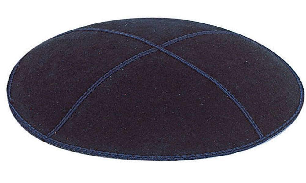 J Levine/Millennium Navy Blue Suede Leather Four Panel Kippah Yarmulkah Yarmulke