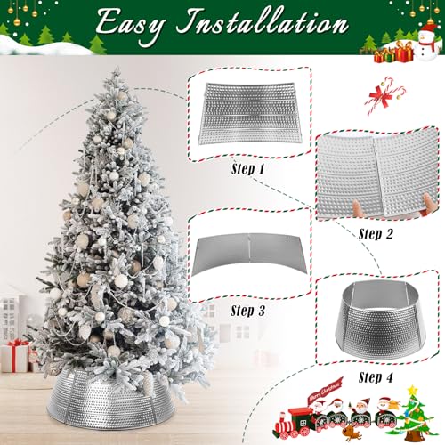 Rgj SY-CHRISTMAS TREE COLLAR-SILVER Metal Christmas Tree Collar, Christmas Tree Ring Christmas Tree Skirt Base Stand thumb #2