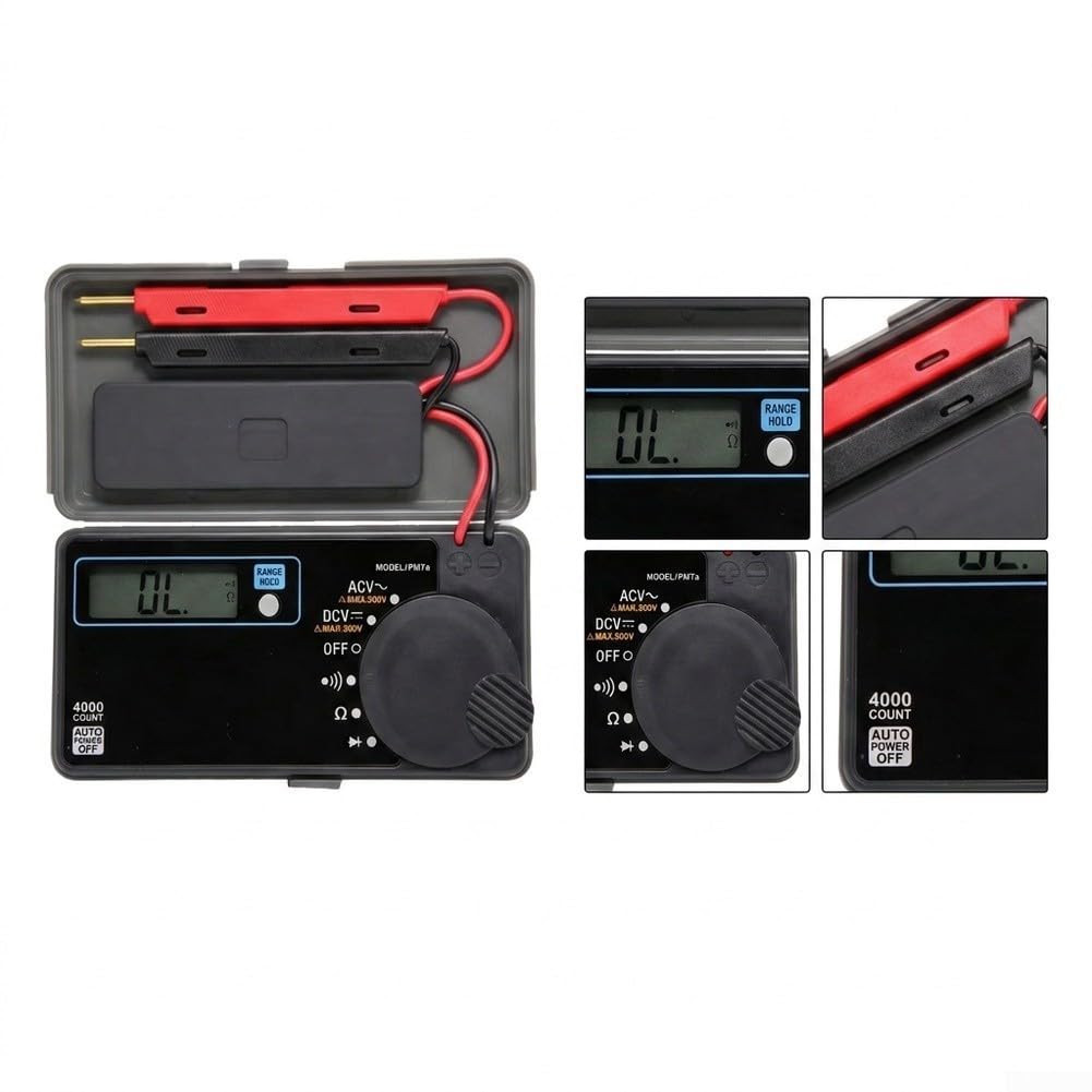 Design compatto di stile della carta del multimetro digitale del corpo di plastica | Auto/manuale, 4000 conteggi, precisione 0,7%, grande LCD, formato tascabile, riparazione elettrica domestica