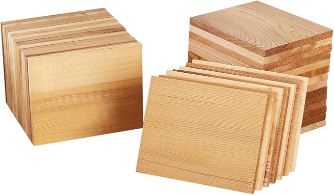 50 Pk Bigger Cedar Planks for Grilling Salmon, Meat Fish and Veggies. Adding Extra Smoke and Flavor, Soaking Fast, Cedar Grilling Planks for Clearance(5.5"X3.5")