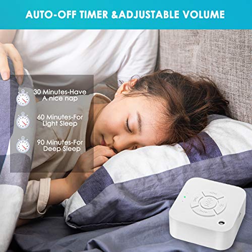 White Noise Sound Machine for Sleeping,Leyeet 9 Non-looping Soothing Sounds Sleeping Therapy 3-gear Timer Setting Sound Spa Relaxation Machine for Baby/Kids/Adults/Home/Office Privacy