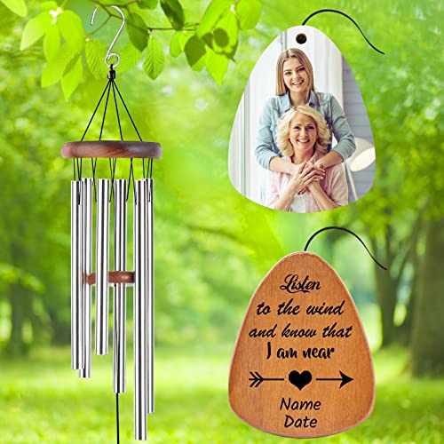 Image of Personalized Custom Wind Chimes Memorial Gift for Loss of Loved One Mother Dad Mom Dog Pets Customized Outdoor Sympathy Wind Chimes with Photo Text