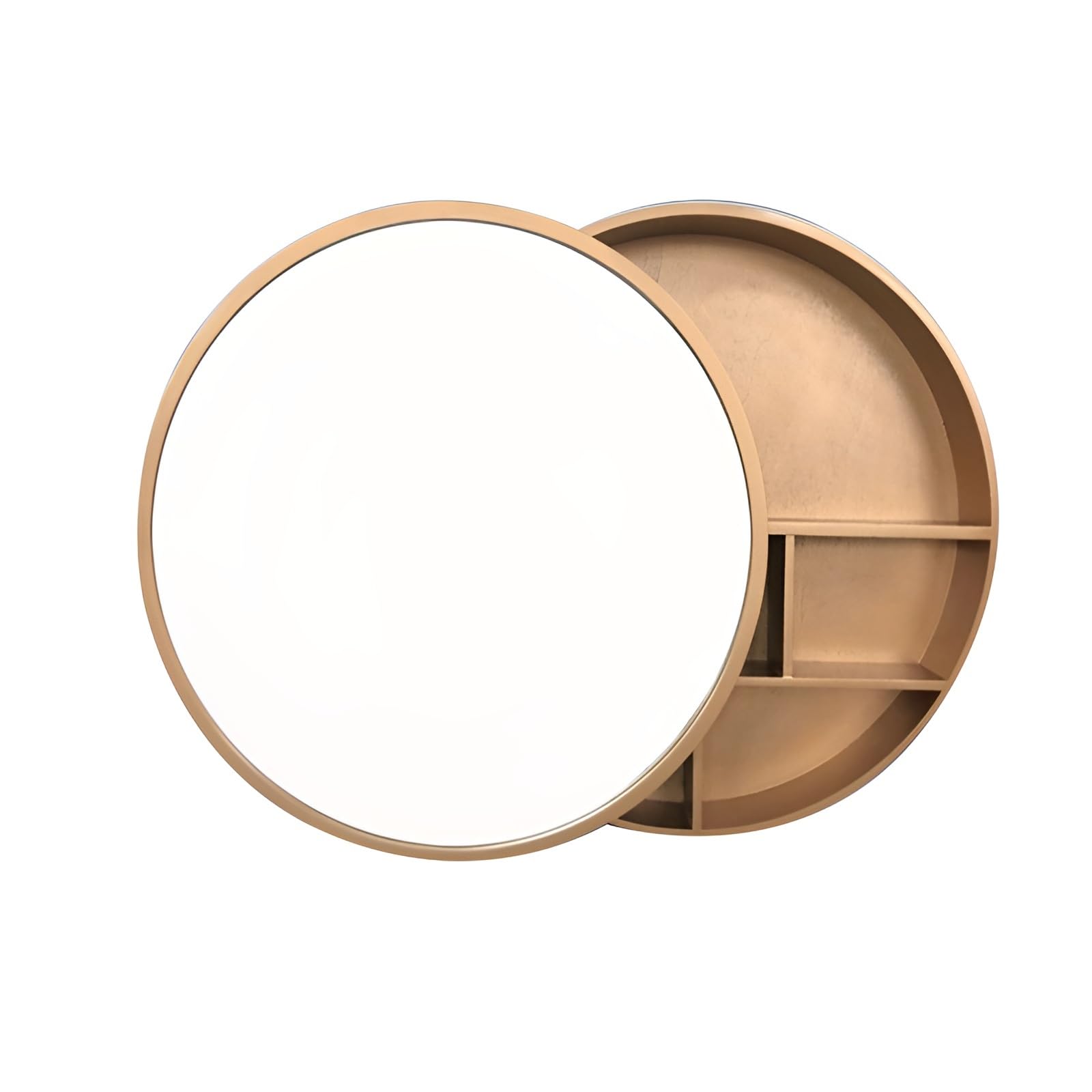 FGXHHS 50/60/70CM Round Cabinet, Two-Way Sliding Door, Wall Mounted Storage Cupboard With 2-Shelf, Home Decoration(Gold,50cm/19.7in)
