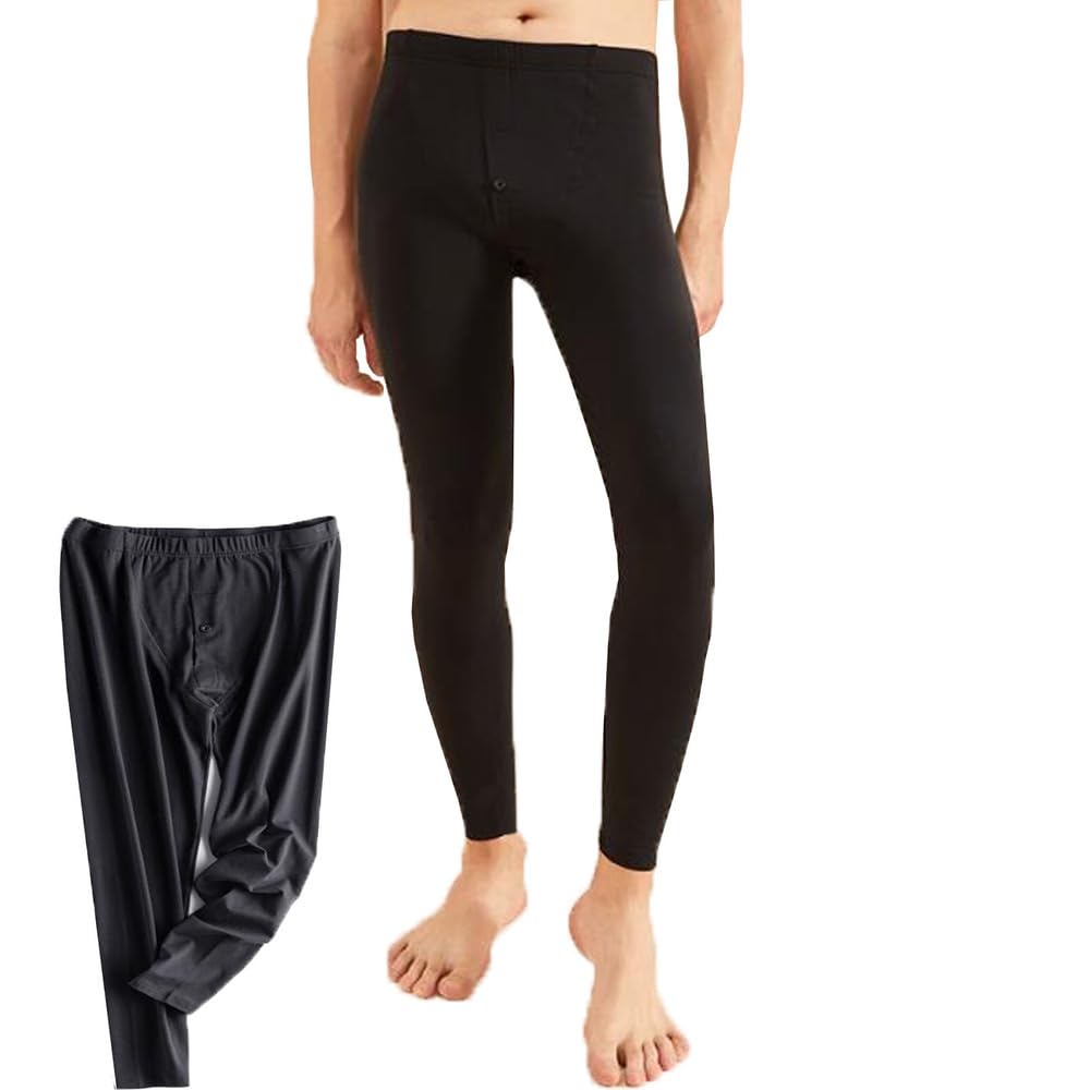 Aptbjkuiu Men's Black-Long Johns Leggings/Compression Leggings, Made Of Modal Material, Moisture-Wicking Underwear, Suitable For Running, Fitness, And Loungewear(Xl)