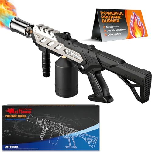 Powerful Propane Torch with Detachable Design Kitchen Blow Torch Gun with Adjustable Flame Torch Burner Flamethrower for BBQ Charcoal Lighter Campfire Weeding (Tank Not Included)
