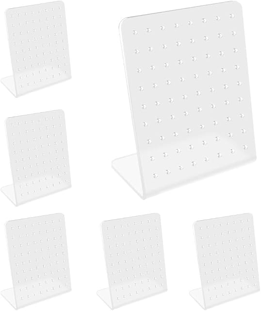 YUEYUAN 6 Pcs 72 Holes Earring Display Holder, Acrylic Earring Display Stand Organizer Show Display Rack Stand Organizer Holder Showcase for Earring Ear Studs Jewelry