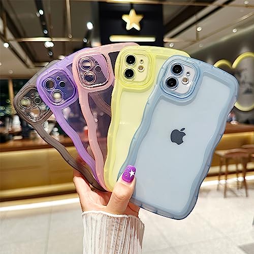Image of Compatible with iPhone 11 Case 6.1 inch 2019, Cute Kawaii Curly Wave Frame Shape Soft Silicone Shockproof Protective Phone Cover for Women Girls, Clear /Black