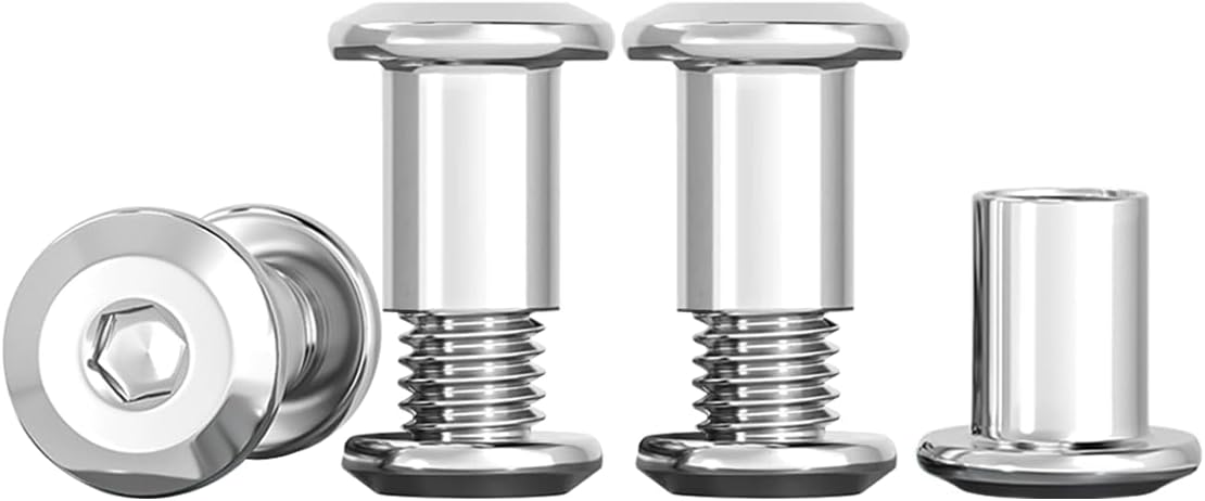 Drenky Connecting Screws M5 Sleeve Nuts 304 Stainless Steel Screws Barrel Nuts Kit M5 X 12mm Hexagon Furniture Bolts 10 Sets Flat Hex Bolt for Bed, Door, Table, Chair, Worktop, Cabinet