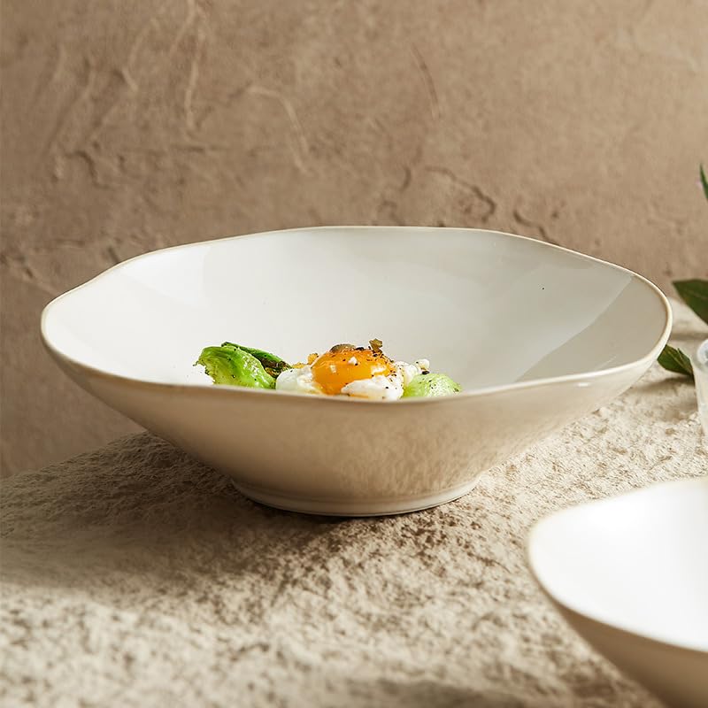 Miski do zupy ceramiczna miska ramen domowa miska do zupy beżowa miska śniadaniowa nadaje się do zupy, makaronu, makaronu, obiadu miski (S)